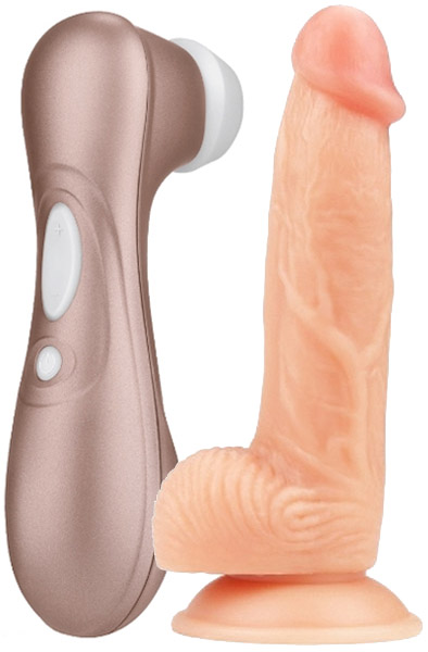 Satisfyer Pro 2 + Ultra Soft Dildo 20 cm Paketerbjudande |  | Intimast