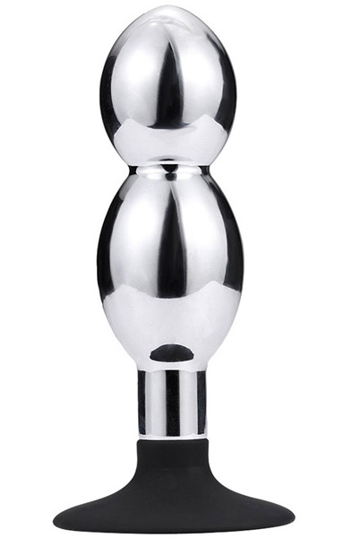Anal Plug With Suction Cup-Two Balls 14cm Analplugg metall |  | Intimast