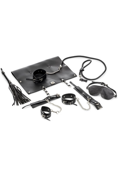 9-pcs Artificial Leather Bondage Set Black Bondage paket |  | Intimast