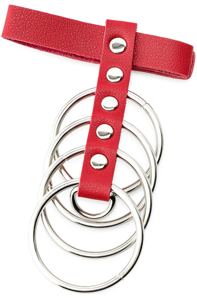 Red Artificial Leather Cockring With Metal Shaft Support 45mm Penisbur |  | Intimast