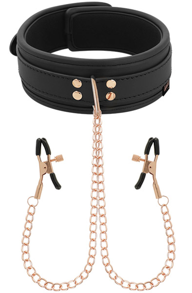 Coquette Fantasy Collar With Nipples Clamps Halsband med bröstklämmor