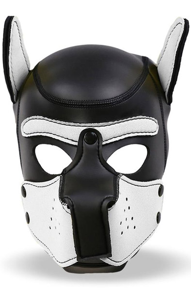 Dog Hood Removable Muzzle White/Black BDSM mask | | Intimast
