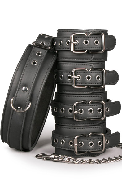 Fetish Set With Collar, Ankle- & Wrist Cuffs Positionshållare | | Intimast
