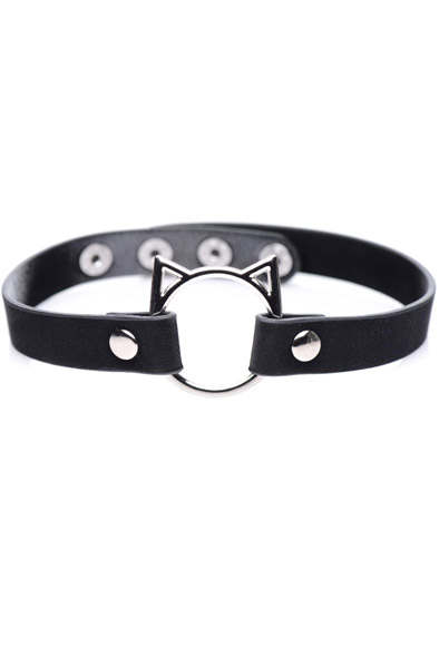 Kinky Kitty Ring Slim Choker Black Choker