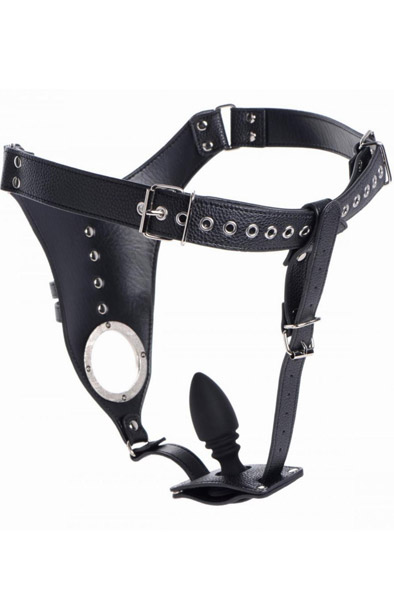 Penis Chastity Belt With Silicone Anal Plug Kyskhetsbälte