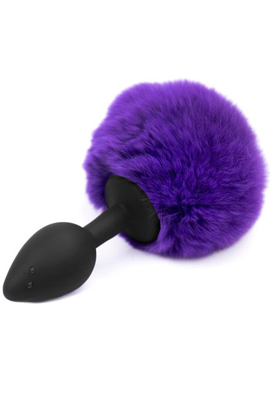 Purple Faux Fur Rabbit Tail With Silicone Plug S Anaalitappi hännällä