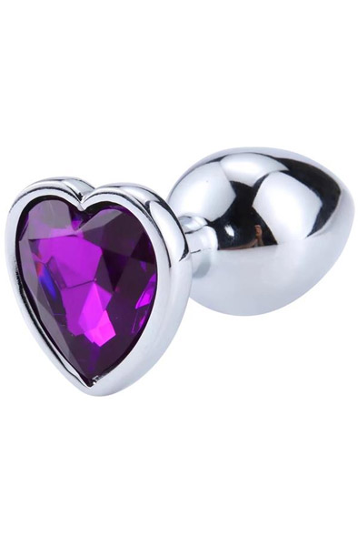 Heart Shaped Butt Plug Purple Small Analplugg metall