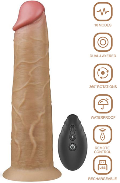 Dual-Layered Silicone Vibe With Rotation 20,5cm Dildo med vibrator