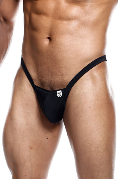 MOB Eroticwear Y Buns Thong Black Medium Stringkalsong