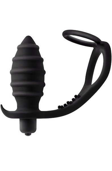 S Pleasures Throttle Black Analplugg med penisring