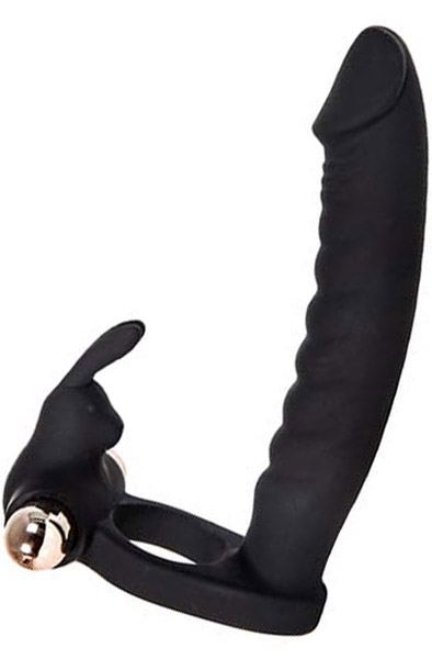 Double Penetrator With Rechargeable Gold Bullet Strap-on penisring