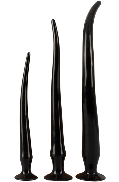 Super Long Flexible Butt Plug Set Black Extra lång analdildo