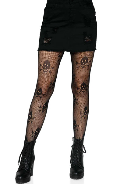 Skull Print Pantyhose Black O/S Strumpbyxor