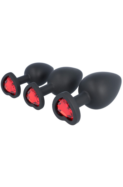 Ruby Heart Silicone Plug Set 3-pack Analpluggar paket