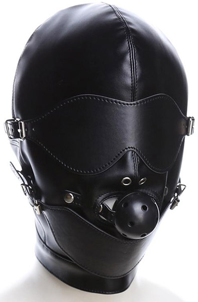 Slave Hood With Eye Mask & Breathable Gag Ball BDSM mask