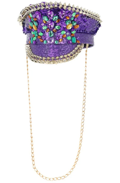 Fever Deluxe Sequin Studded Captains Hat Purple Rollspel & Maskerad