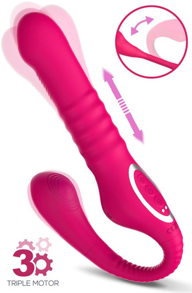 Strapless Strap-On Thrusting & Waving Pulse Dildo G-punktsvibrator