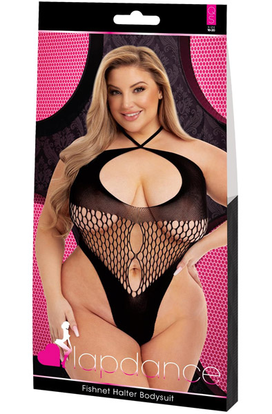 Fishnet Halter Bodysuit Black Queen Size Body & Playsuits