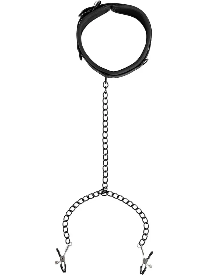 Virgite Collar With Nipples Clamps Halsband med bröstklämmor