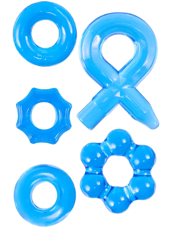 Hardcore Powerful Cock-Ring Set Blue Penisringar paket