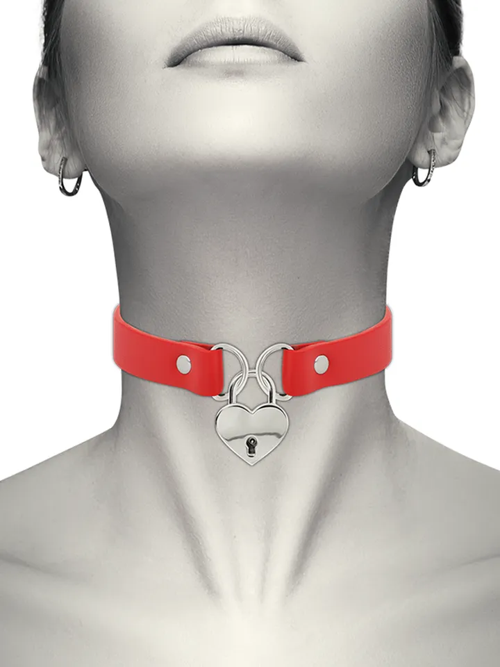 Coquette Hand Crafted Choker Keys Heart Red Choker