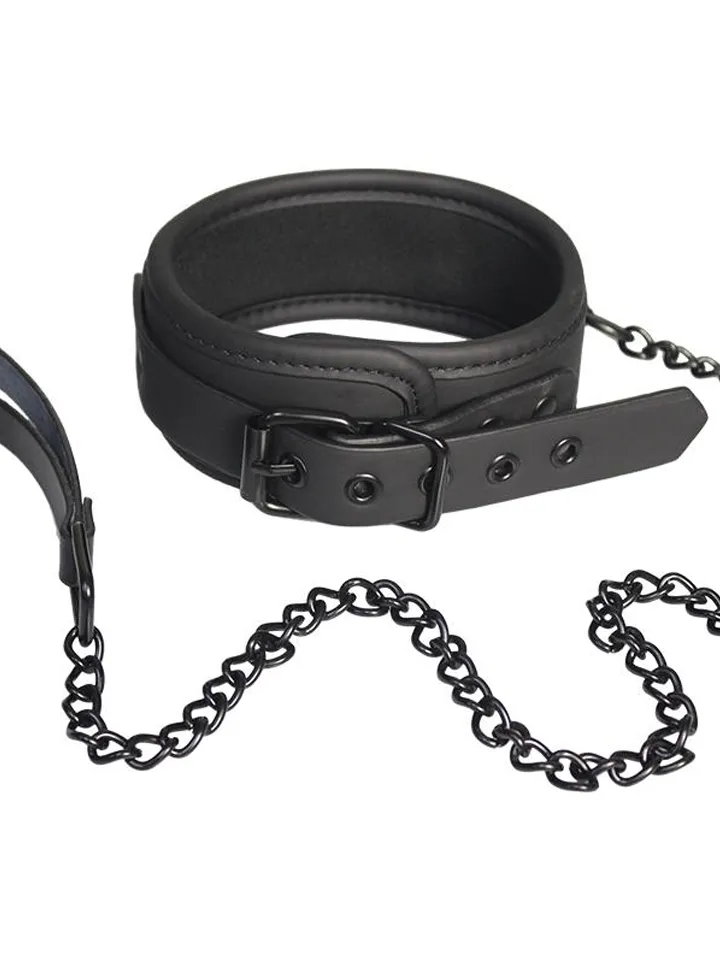Dream Toys Blaze Collar & Chain Black Bondage Halsband & Koppel