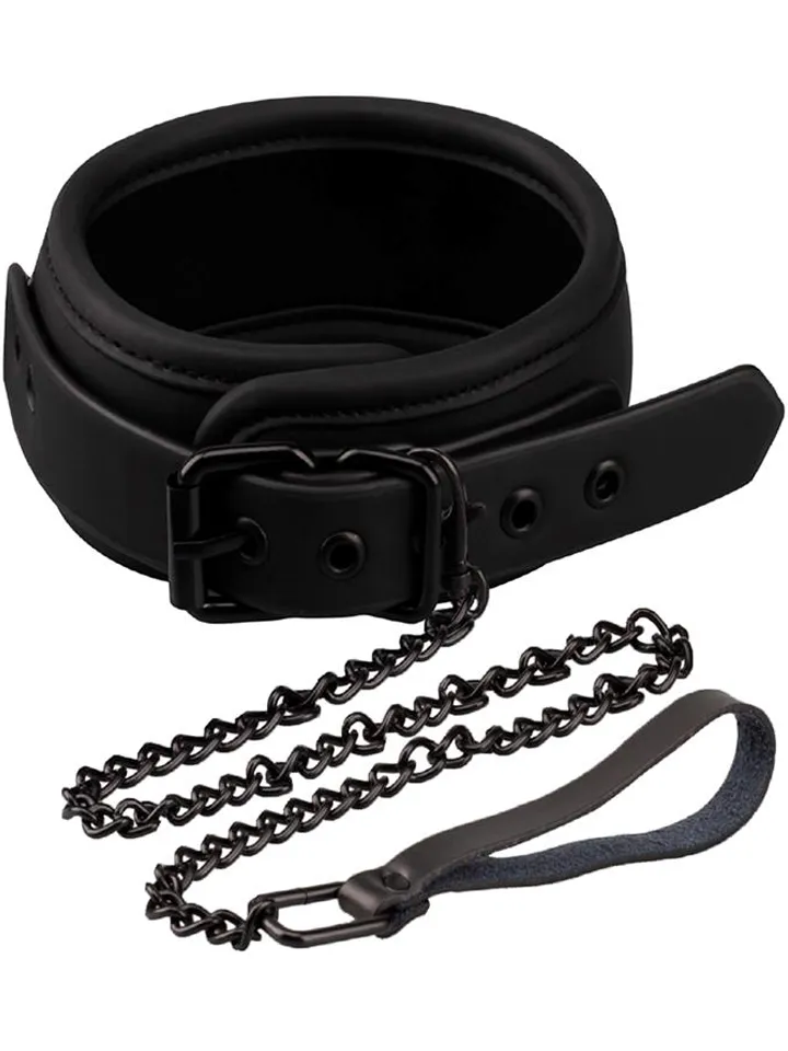 Fetish Black Shadow Collar With Leash Bondage Halsband & Koppel