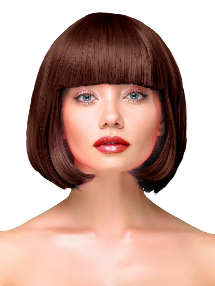 Party Wig Short Straight Brown Hair Peruk