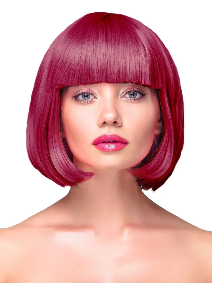 Party Wig Short Straight Burgundy Hair Peruk