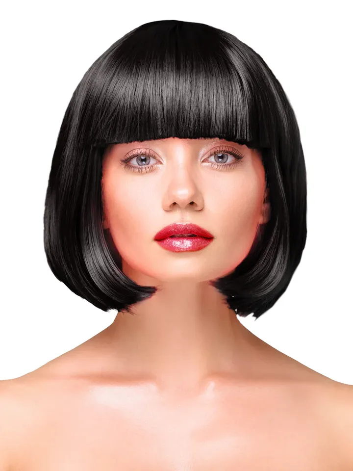 Party Wig Short Straight Black Hair Peruk