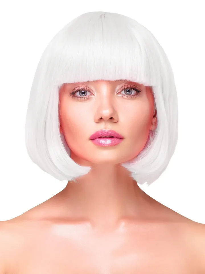Party Wig Short Straight White Hair Peruk