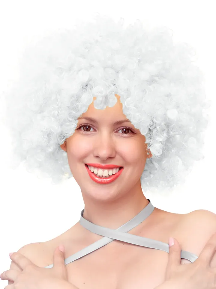 Party Wig Afro Hair White Peruk
