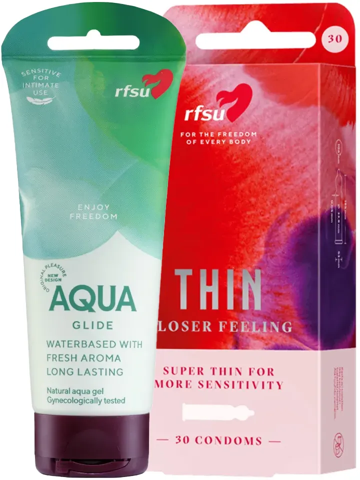 RFSU Thin 30-pack + Aqua Glide 100ml Paketerbjudande