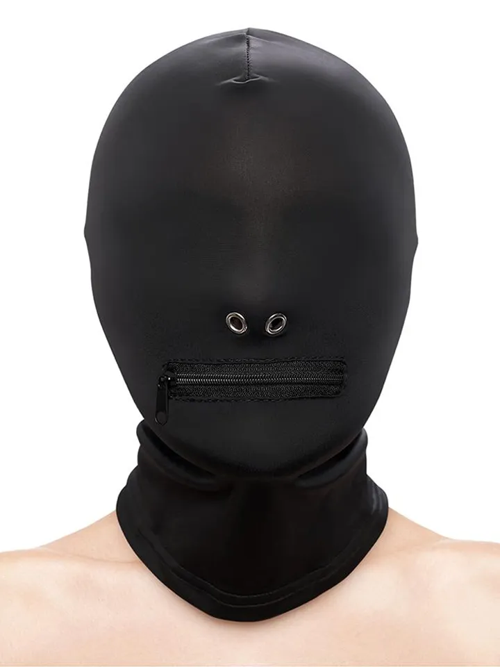 Zippered Mouth Hood Black BDSM mask