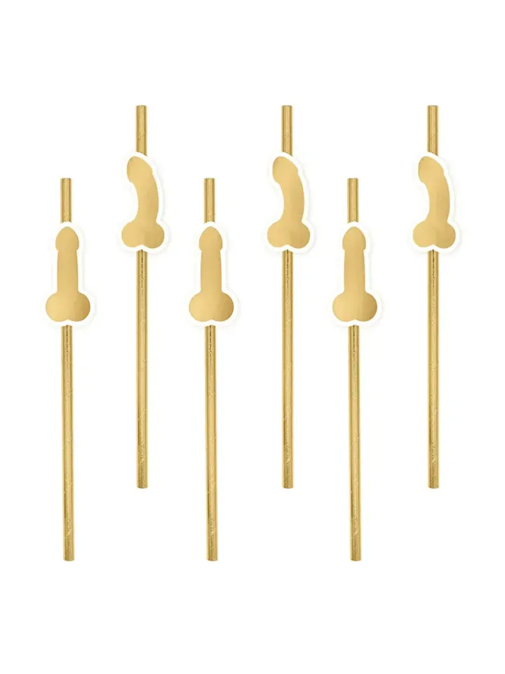 Gold Penis Party Straws 8-pack Sugrör