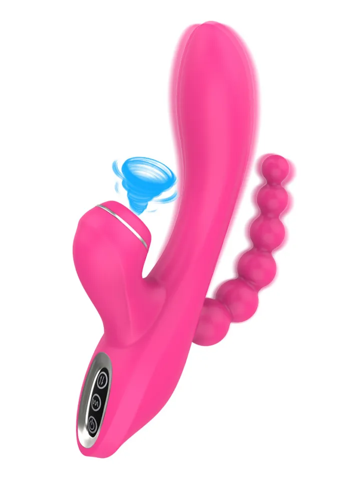 G-spot Vibrator With Sucking & Anal Beads Rabbitvibrator