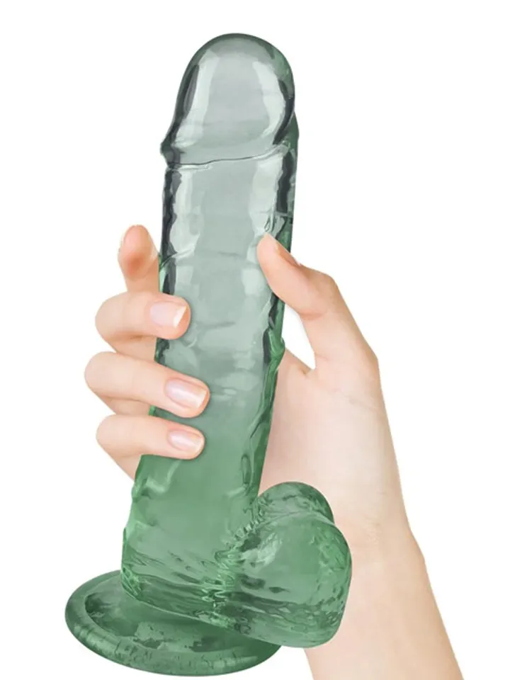 Crystal Pleasures Dual Color Green 18 cm Dildo med sugpropp