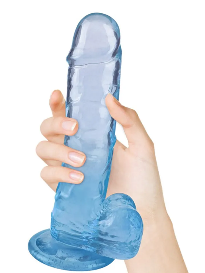 Crystal Pleasures Dual Color Blue 18 cm Dildo med sugpropp