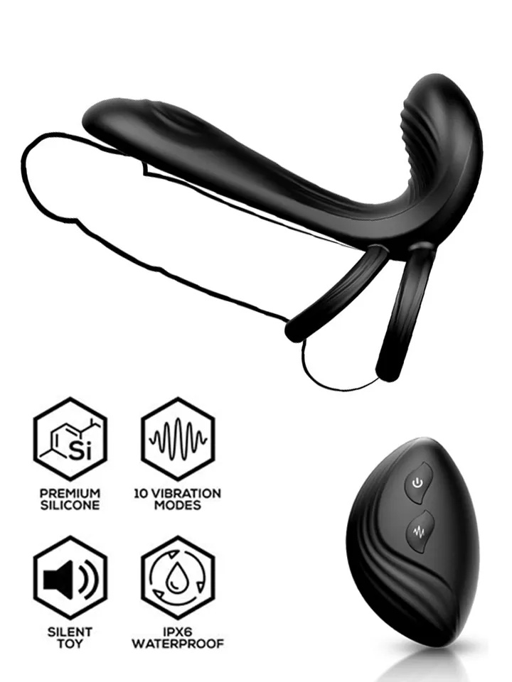 Synkox Girth Gainer Vibrating Double Cockring Penisring med vibrator