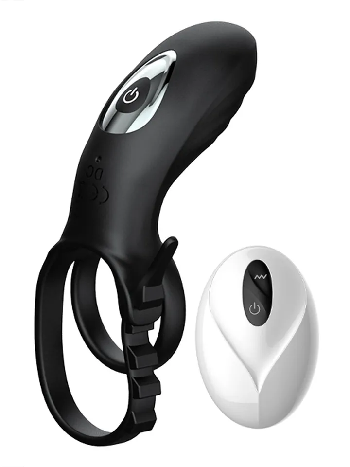 Adjustable Double Penis Ring With Remote Penisring med vibrator