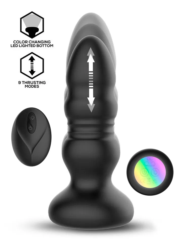 Krax Butt Plug With Vibration, Thrusting & Led Light Analplugg med vibrator