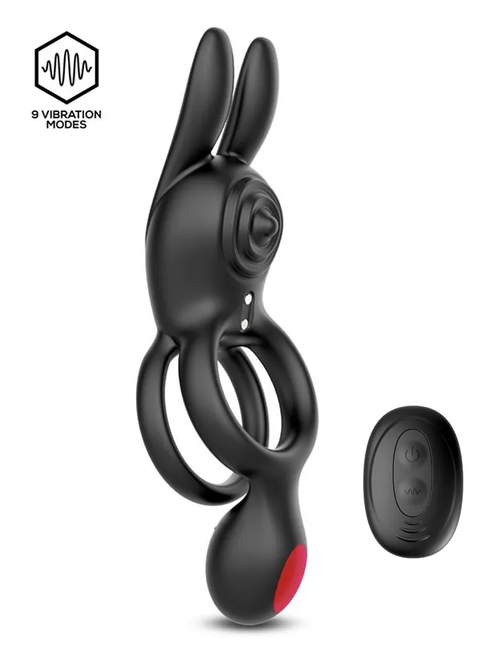 Konny Vibrating Rabbit Double Cockring Penisring med rabbit