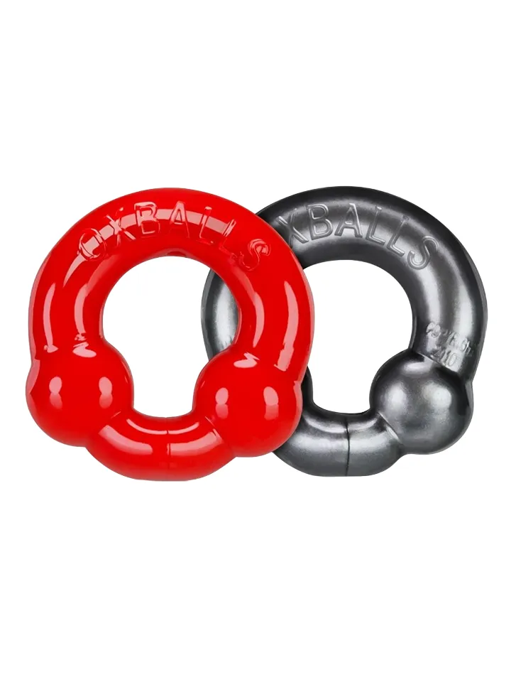 Oxballs Ultraballs Cock Rings Silver Steel & Red Penisringar paket