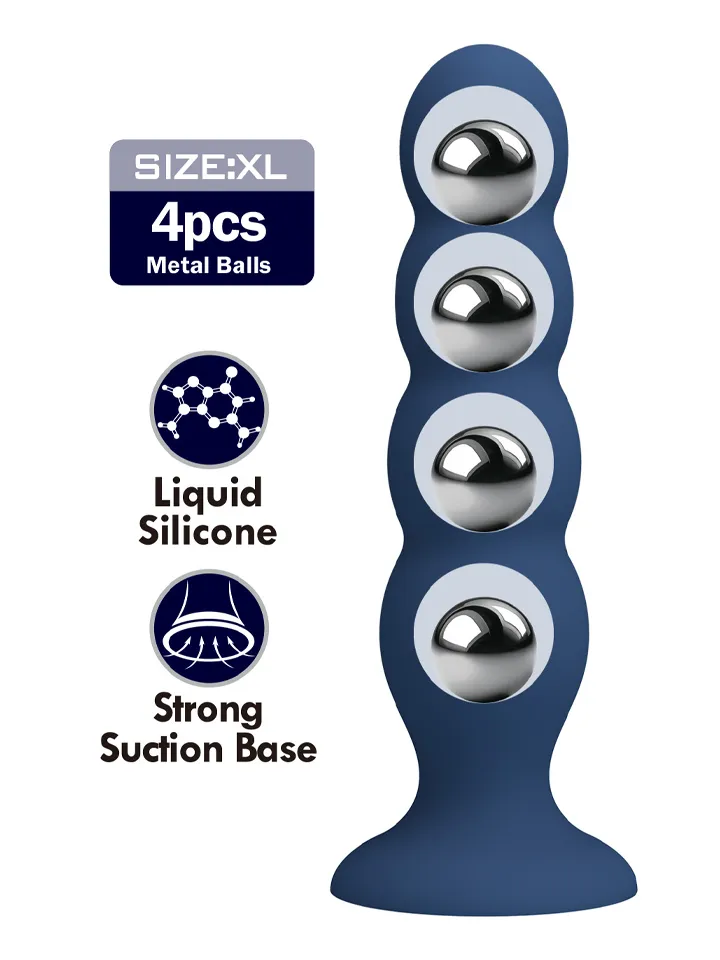 Metal & Silicone Anal Plug With 4 Metal Balls Analkulor