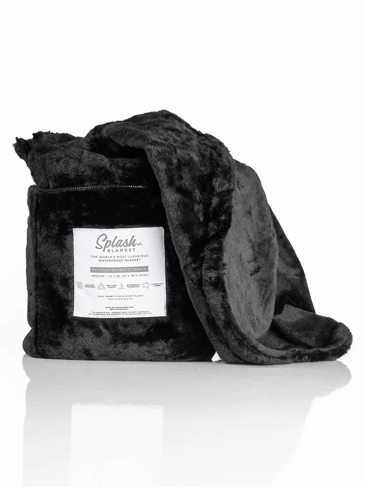 Splash Blanket Furlush Black On Black Medium Sex lakan