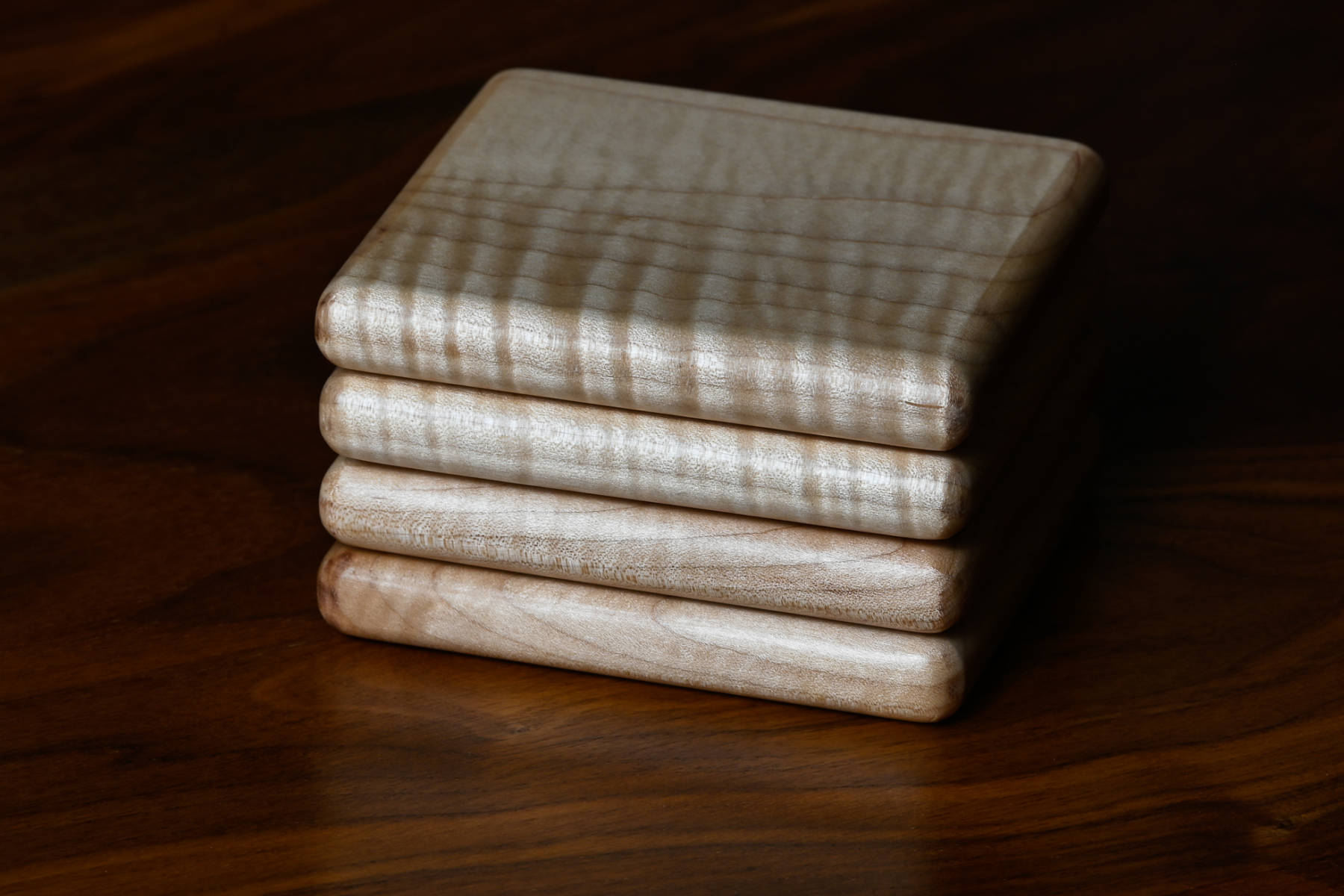 Nord Lion curly maple coasters