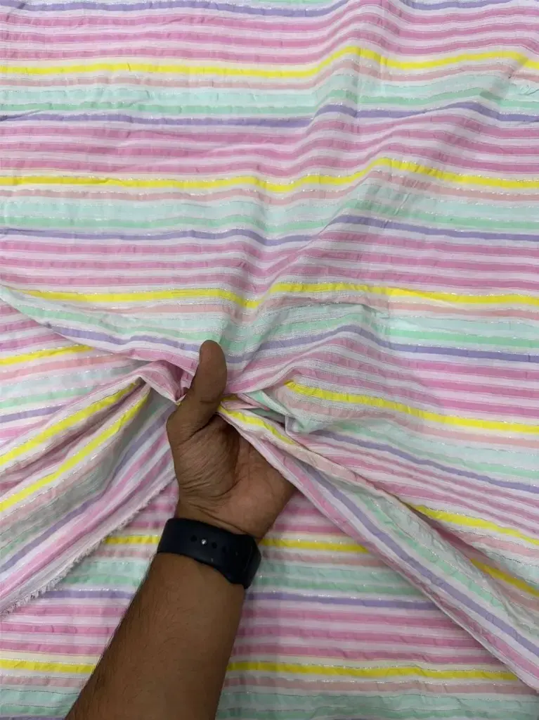 Multi Color Sersucker Stipe Lurex
