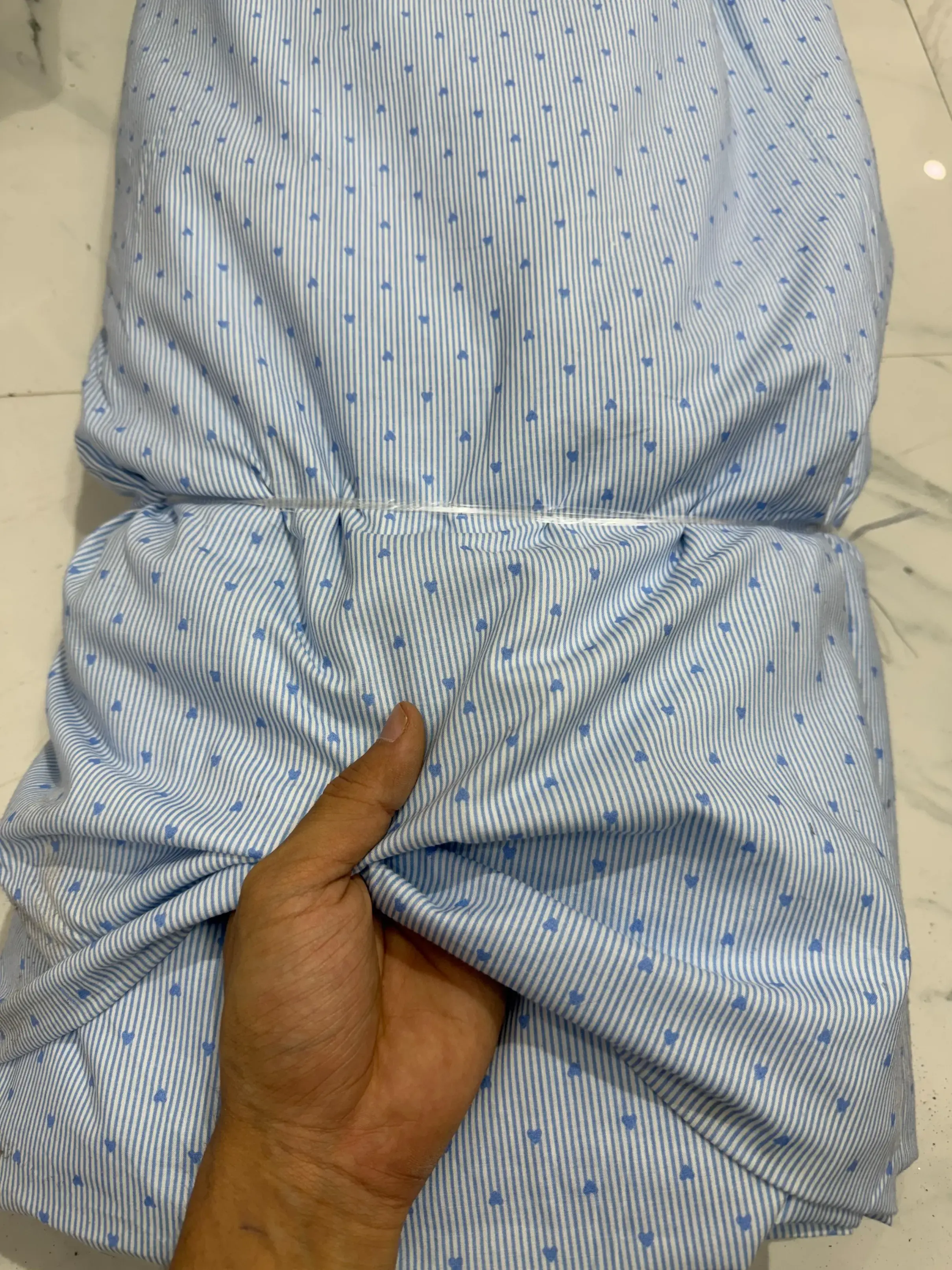 Cotton Stripe Print Light Blue