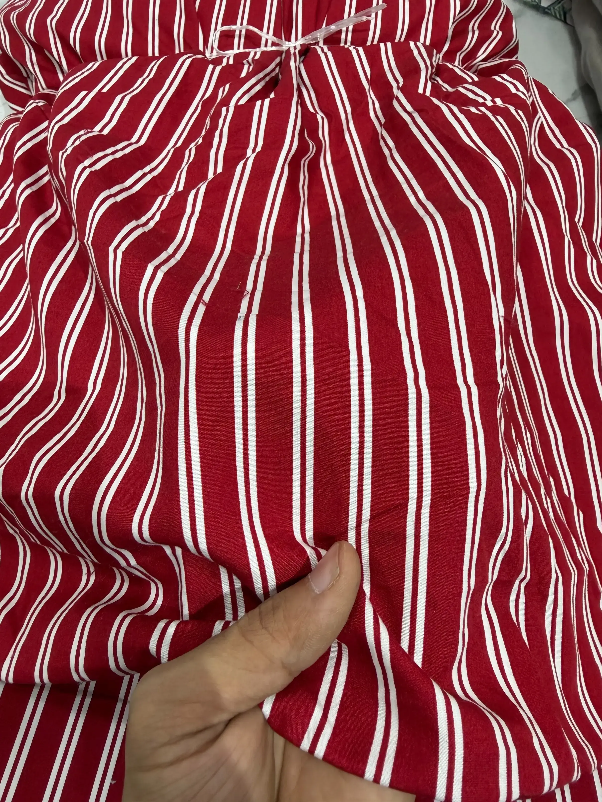 Cotton Vertical Stripe Red and White