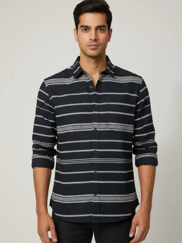 Black Striped Cotton Fabric